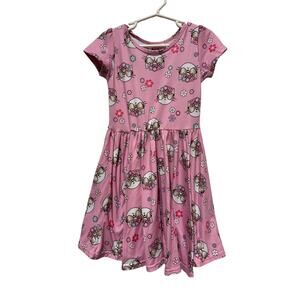 Dot Dot Smile Twirl Skater Dress Pink Cats with crowns and glasses  Size 3/4